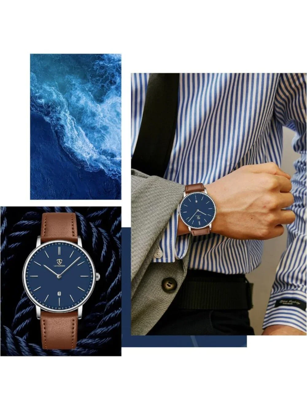 Stylish Minimalist Men's Analog Watch with Leather Strap & Date Feature